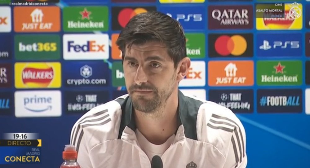 Courtois spoke on the eve of Real Madrid's clash against Arsenal. Screenshot/RealMadridTV