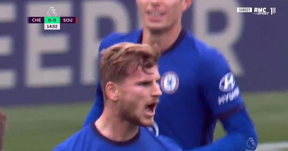 Werner scored for Chelsea. Captura/RMCSport