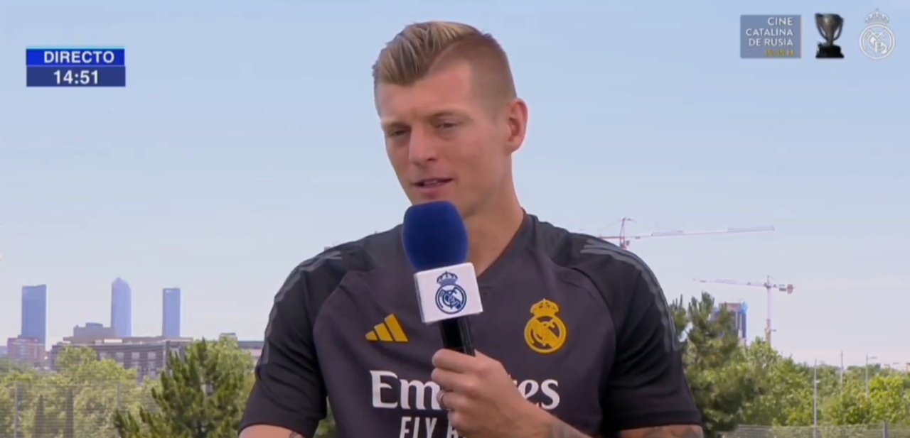 Kroos will play his last game for Madrid at Wembley. Screenshot/RMTV