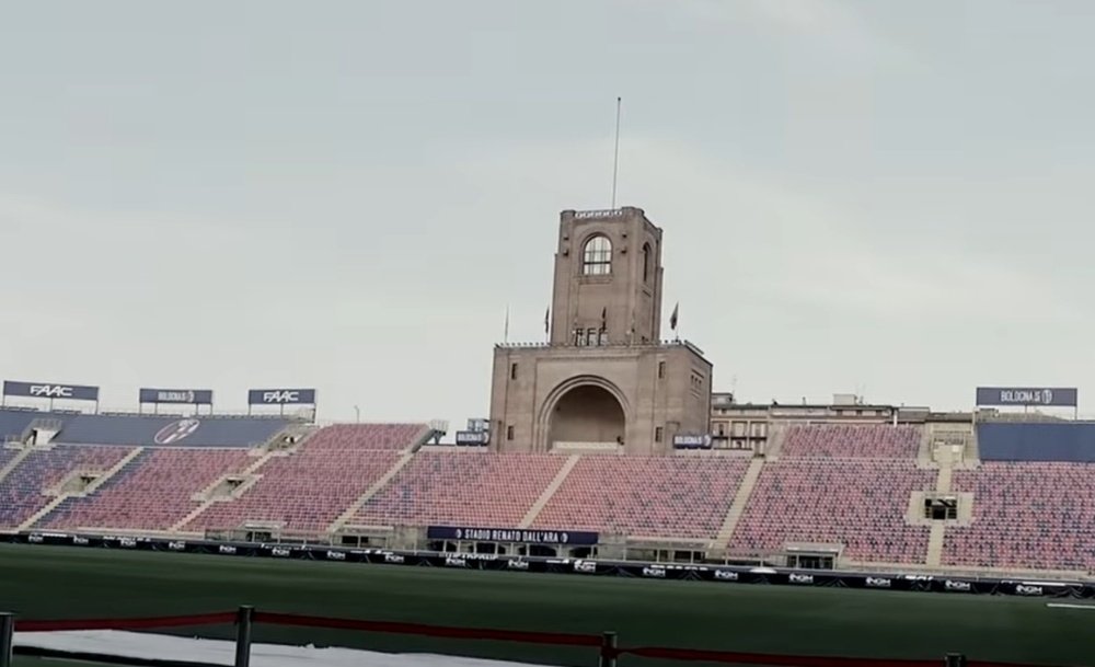 La torre que preside el Stadio Dall'Ara. Captura/BolognaFC