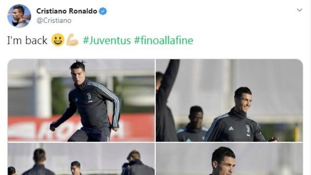 Ronaldo is back. Screenshot/Twitter/Cristiano