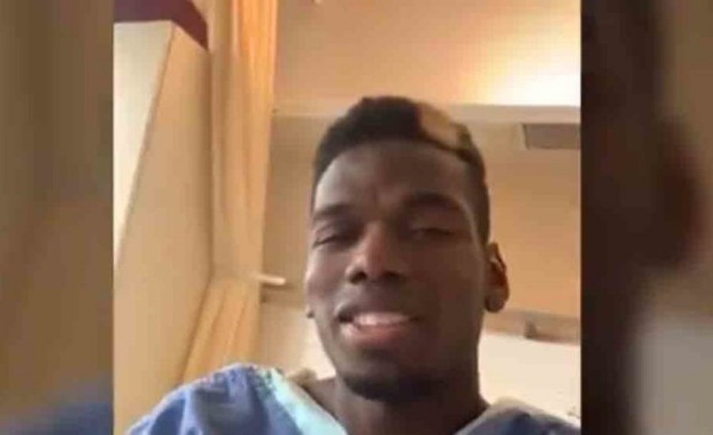 Paul Pogba posts hilarious video after undergoing surgery. Screenshot/Instagram/PaulPogba