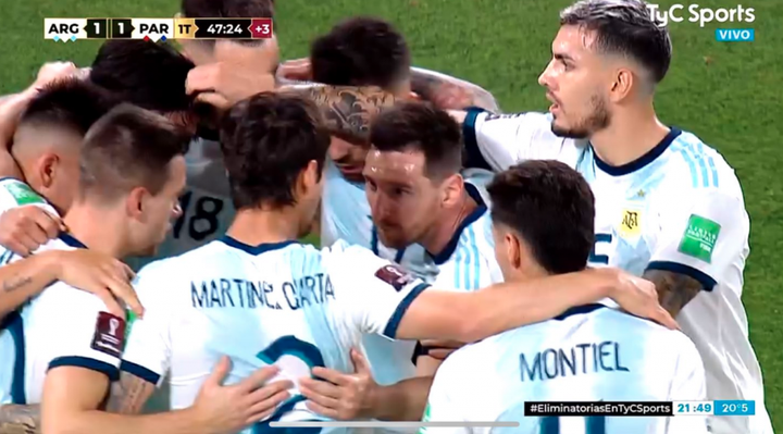 Messi improvisó una arenga tras el gol de Nico González