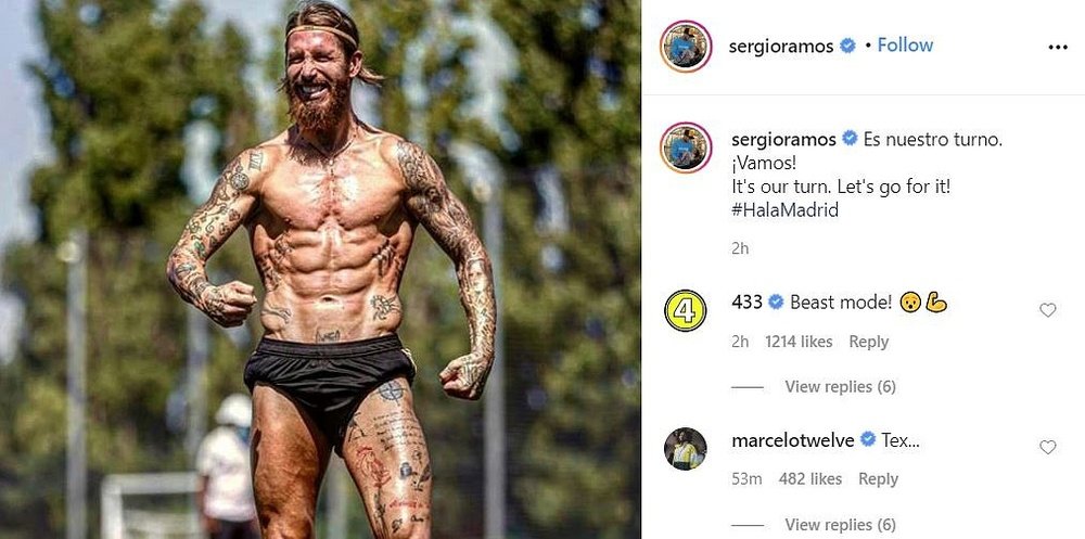 Sergio Ramos, cheio de músculos para erguer a taça. Instagram/sergioramos