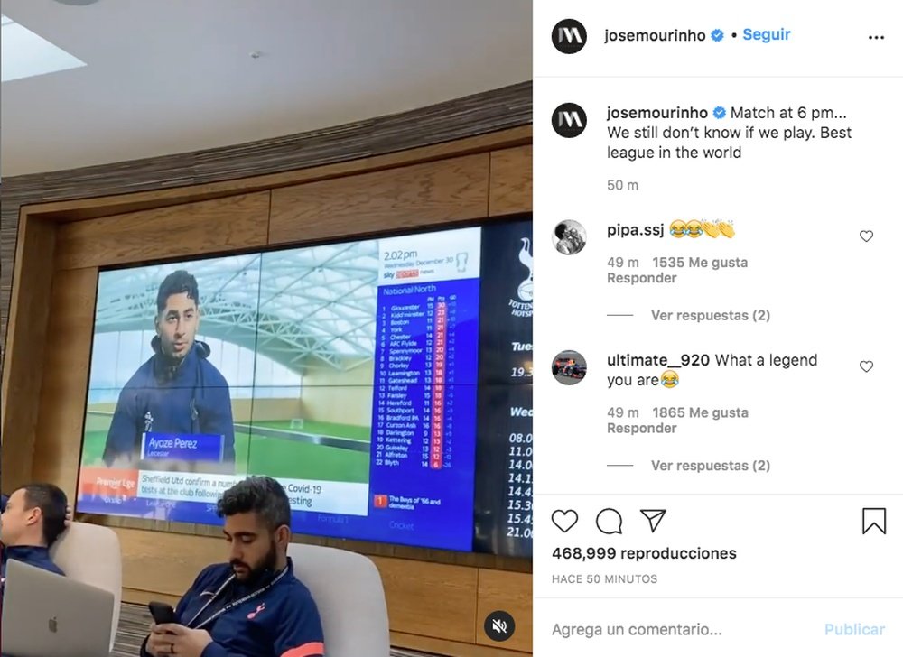 Jose Mourinho posted a short clip to Instagram. Screenshot/Instagram/josemourinho