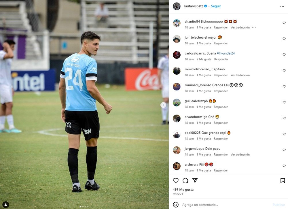 Lauti, a la espera de su oportunidad en Uruguay. Captura/Instagram/lautarospatz