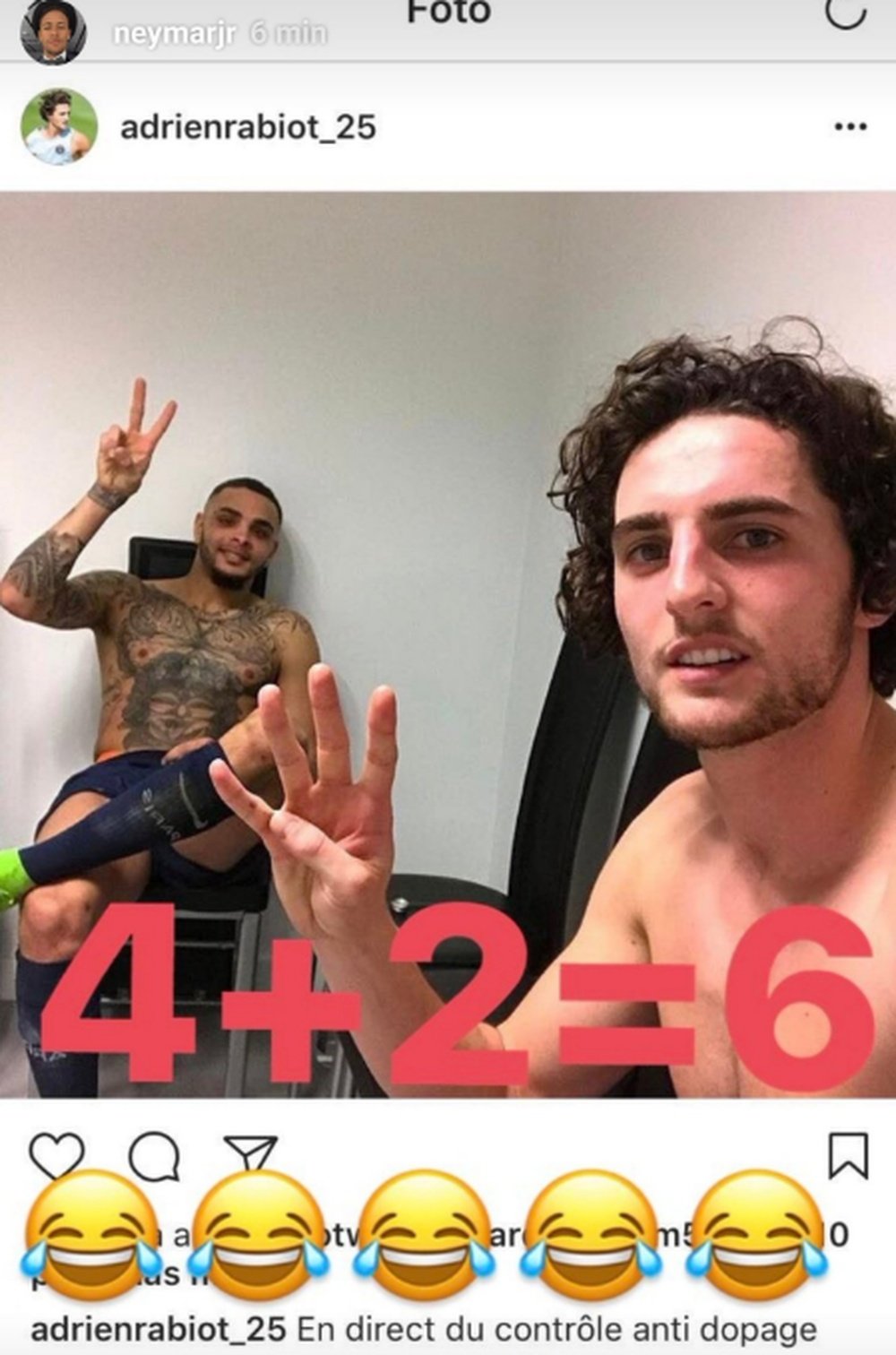 Screenshot of Neymar's Instagram post. Instagram/Neymarjr