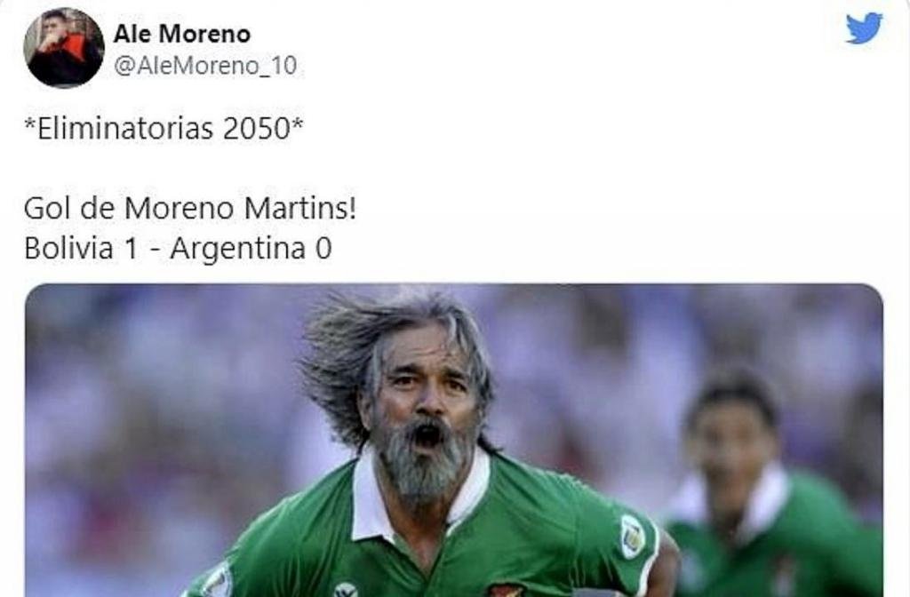 Los mejores memes del Bolivia-Argentina. Twitter/AleMoreno_10