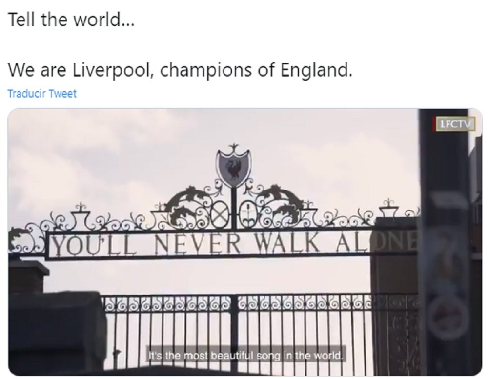 O emocionante vídeo de comemoração do Liverpool. Captura/LFC
