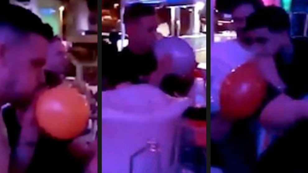Brighton players caught inhaling balloons in Spain!