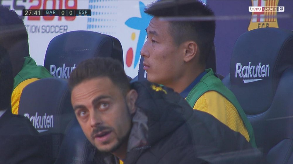 Wu Lei n'était pas titulaire contre le Barça. AFP