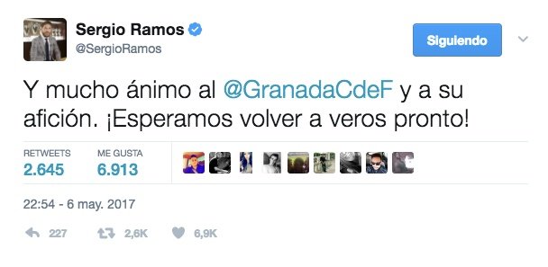 El mensaje más sentido de Ramos al Granada