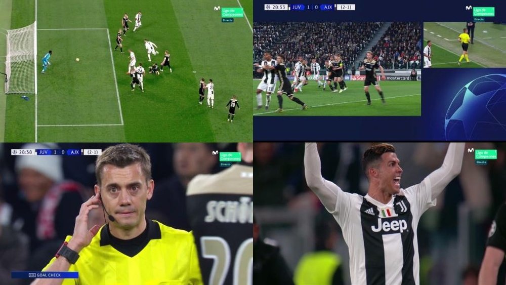 Cristiano Ronaldo inaugurou o marcador para a Juventus. Capturas/Movistar