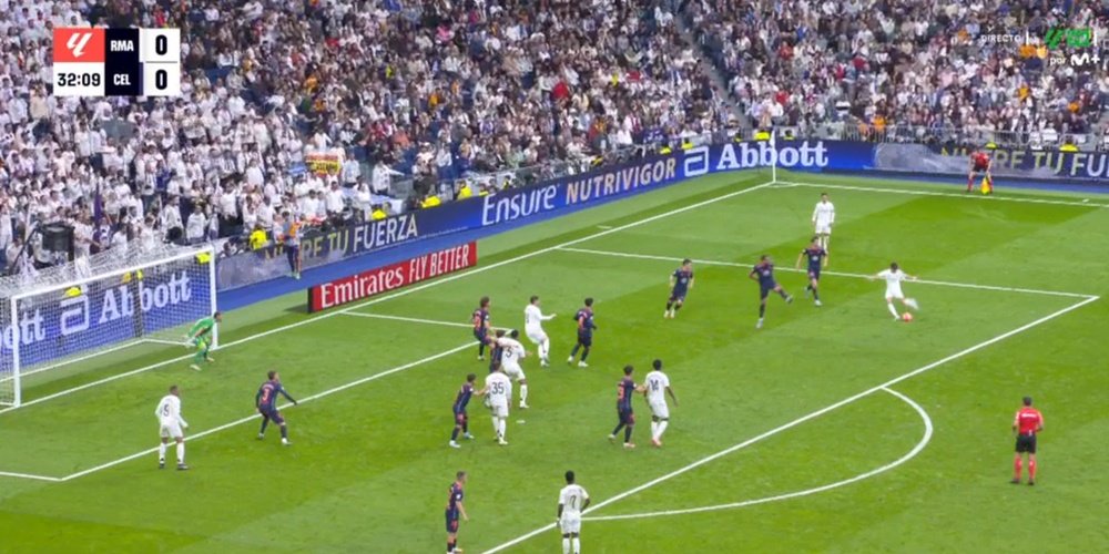 Guler scored Real Madrid's first goal against Celta Vigo on Sunday. Screenshot/MovistarLaLiga