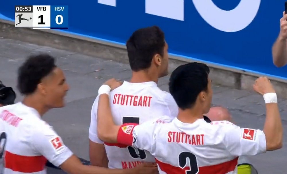 El Stuttgart abrió la lata en la 1ª ocasión del partido. Captura/Movistar Liga de Campeones
