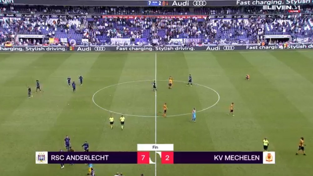 El Anderlecht metió siete goles al KV Mechelen, seis de ellos en 45 minutos. Captura/ELEVEN1