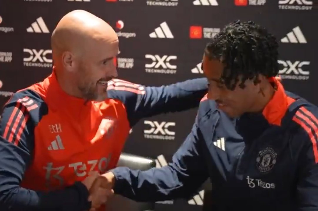 Leny Yoro was the last centre-back signed by United. Screenshot/ManchesterUnited