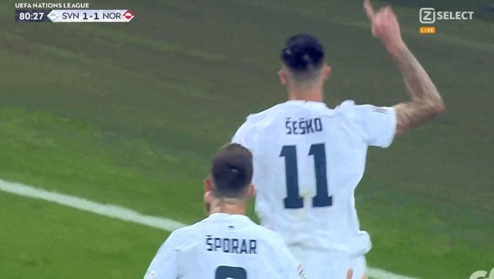 Eslovenia remonta a la Noruega de Haaland. Captura/ZiggoSports