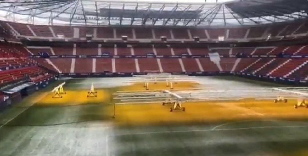This was the state of the El Sadar pitch on Saturday morning. Screenshot/MovistarFutbol