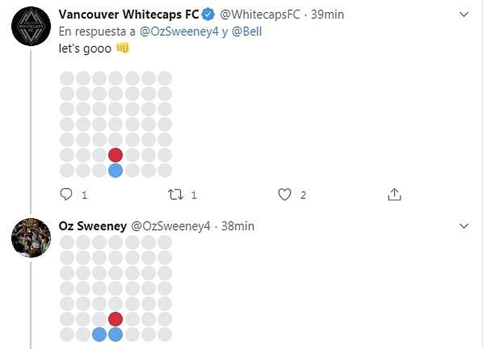 The Whitecaps' CM playing connect four. Captura/WhitecapsFC