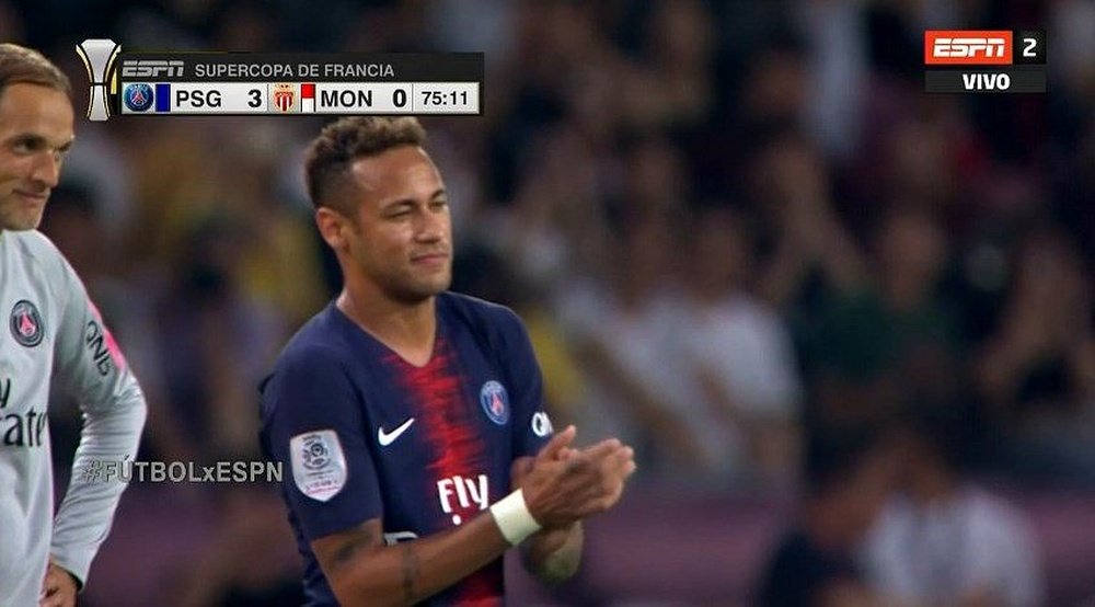 Neymar salió en el minuto 76. Twitter/SC_ESPN