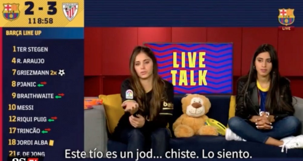 Barca TV were far from happy with Messi's red card. Screenshot/BarcaTV