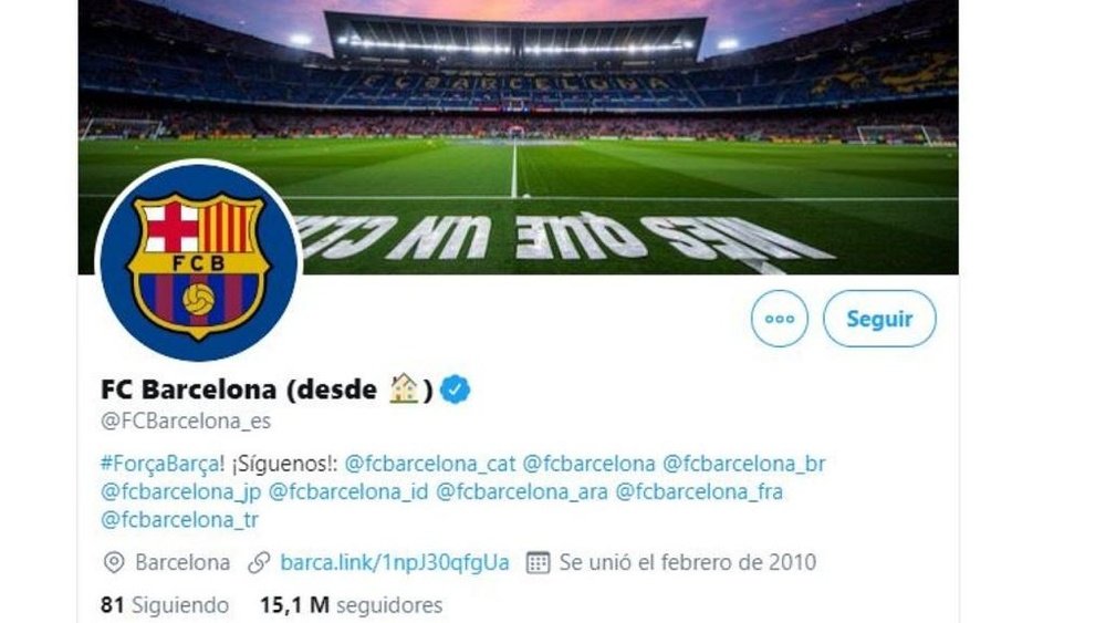Barca changed their name on Twitter. Captura/Twitter/FCBarcelona_es