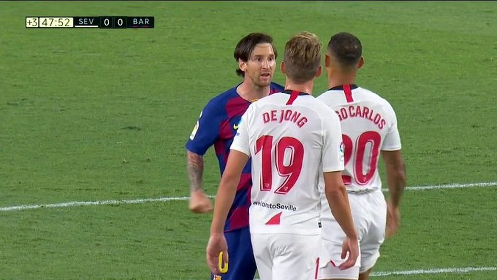 Messi wasn't happy. Screenshot/MovistarLaLiga