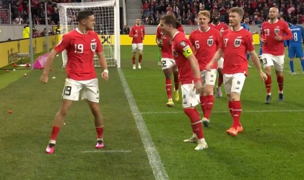 Austria goleó a Azerbaiyán. Captura/UEFATV