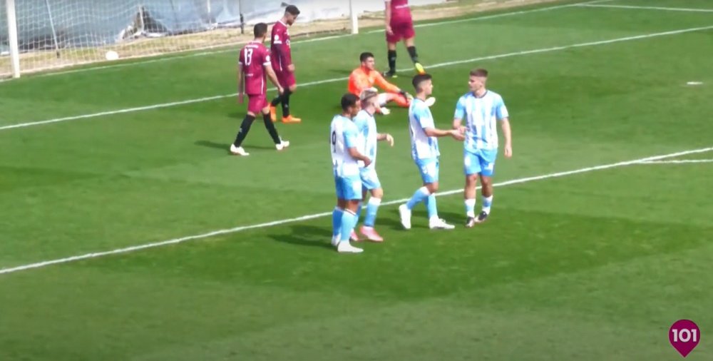 El Atlético Malagueño goleó al Huracán Melilla 8-0. Captura/101TVMálaga