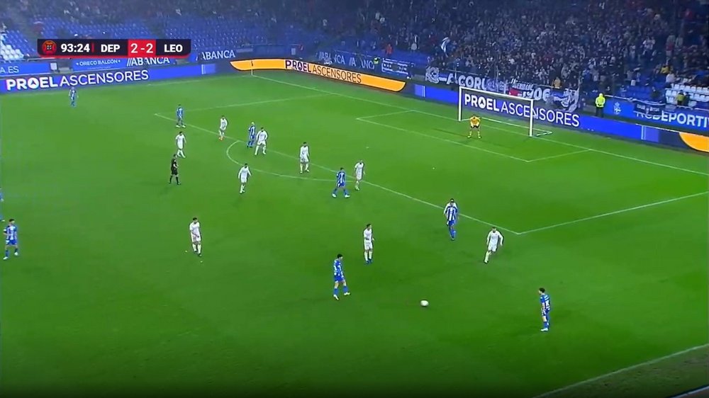 El Dépor empató a dos contra la Cultural Leonesa. Captura/InSports