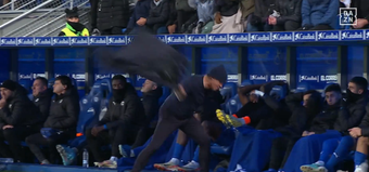 Alaves coach Luis Garcia Plaza went wild in the dugout after conceding Real Madrid's stoppage time winner. He threw his jacket to the ground and even shook a member of the bench.