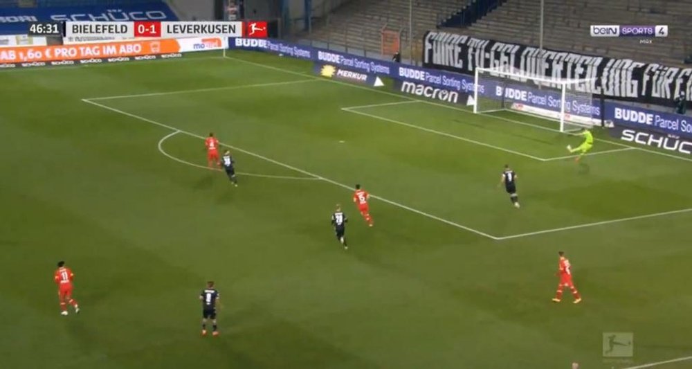 El Bayer Leverkusen sobrevive a la cantada de Hradecky. Captura/beINSports