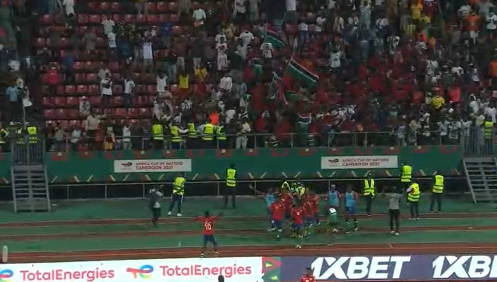 Gambia venció con un gol en el 94'. Captura/beINSports