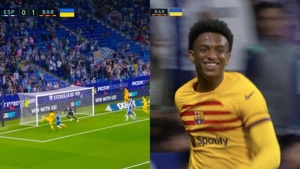 Balde netted the second goal of the game in the 20th minute. Screenshot/Movistar