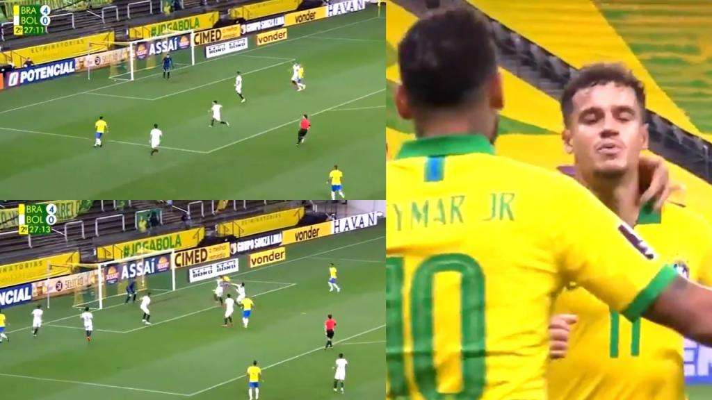 Neymar encaró, imaginó y asistió a Coutinho para el 5-0