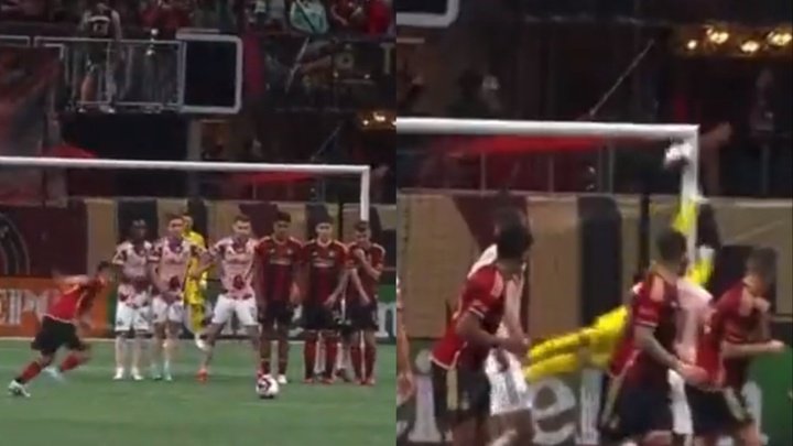 Thiago Almada, a lo suyo en la MLS: golazo de falta desde 30 metros