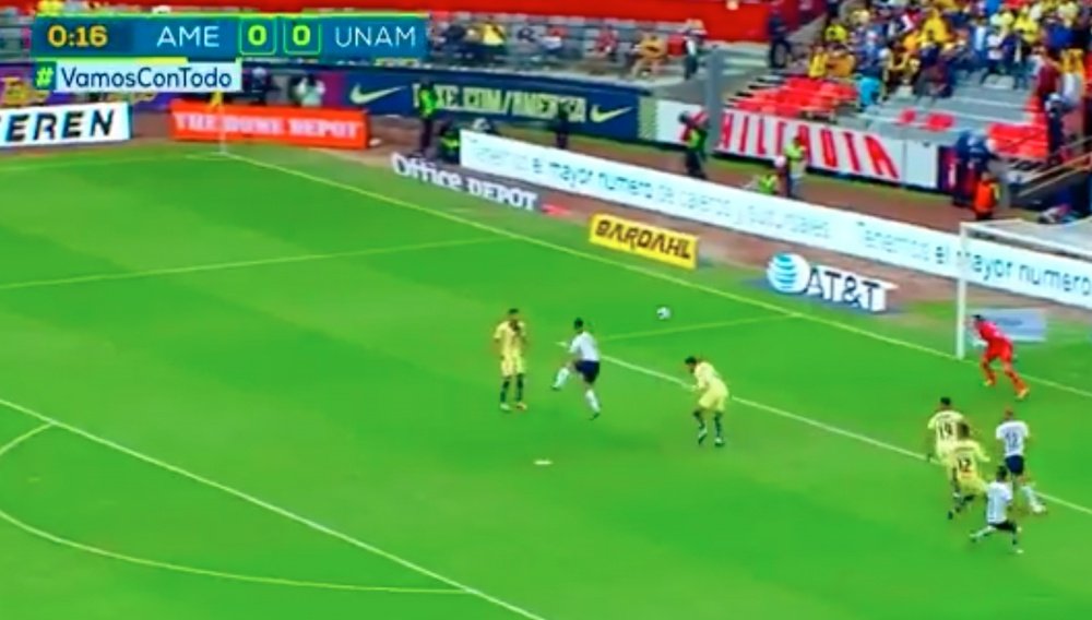 Felipe Mora anotó a los 16 segundos de partido. Twitter/PumasMX