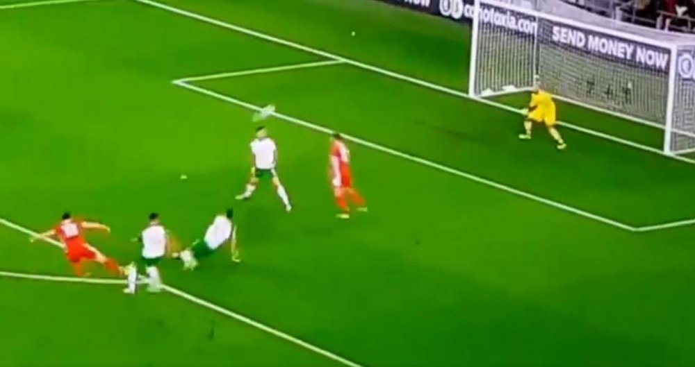 Captura do gol de Gareth Bale na Irlanda na Jornada 1 de la Liga das Nações. Captura