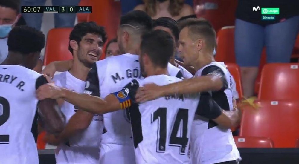 El Valencia pasó por encima del Alavés. Captura/MovistarLaLiga