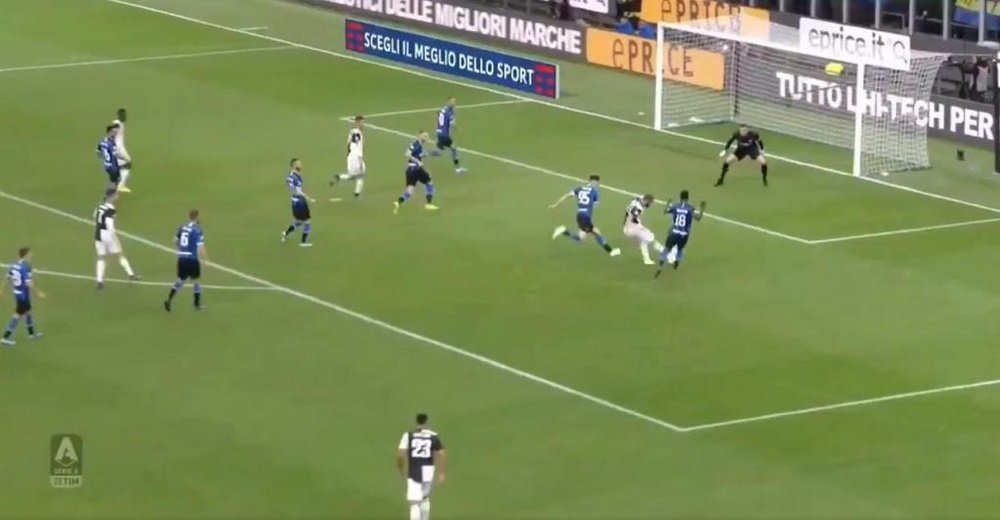 Cristiano marcó el gol de Higuaín al Inter. Captura/VAMOS