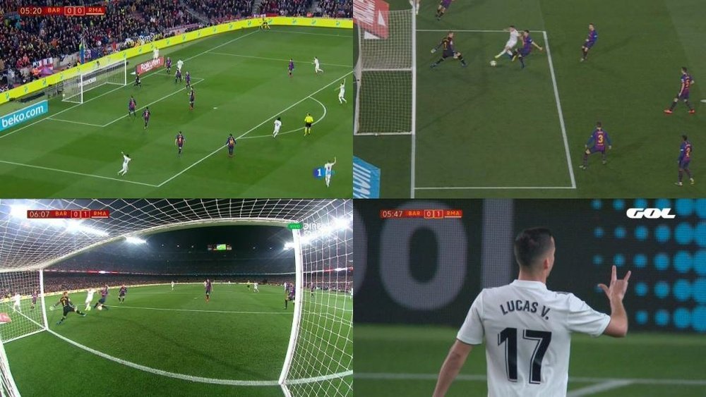 O primeiro golo da eliminatória. Capturas/DirecTV/La1/Gol