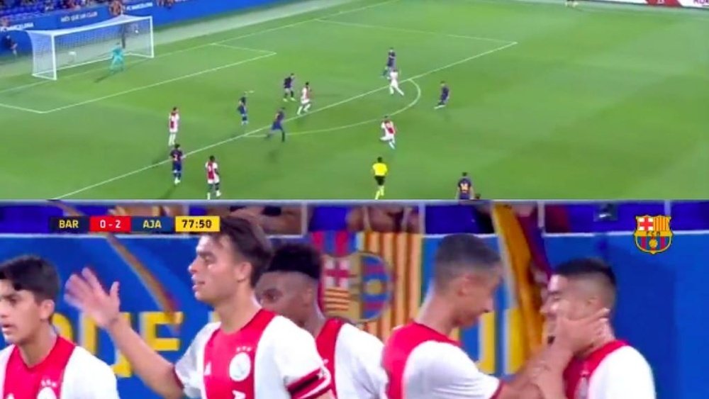 La pépite du centre de formation de l'Ajax s'est illustré au stade Johan Cruyff. Capture/BarçaTV