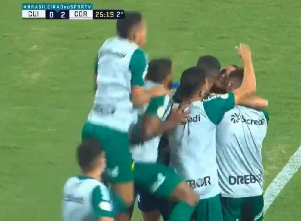 Cuiabá perdió 1-2 ante Corinthians. Captura/SporTV