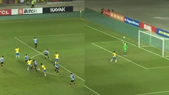 Marcos Leonardo marcó un golazo con Brasil Sub 20 ante Uruguay. Captura/SportTV