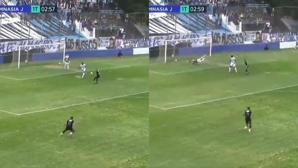 Almagro ganó a Gimnasia Jujuy con dos insólitos goles. Captura/TyCSports