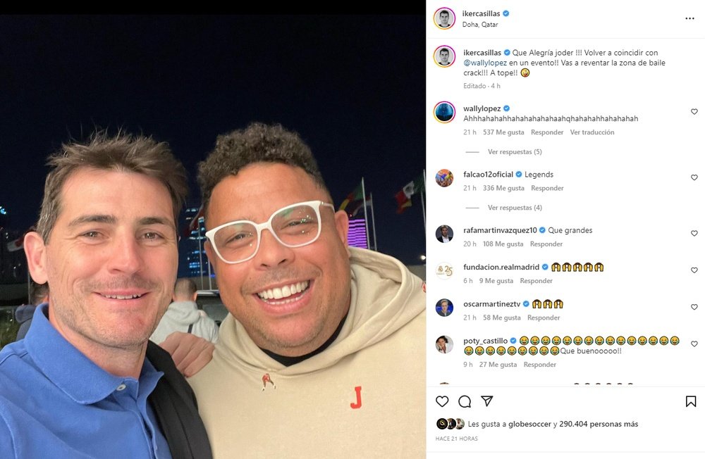 Iker Casillas se fotograió con su ex compañero Ronaldo Nazário. Instagram/ikercasillas