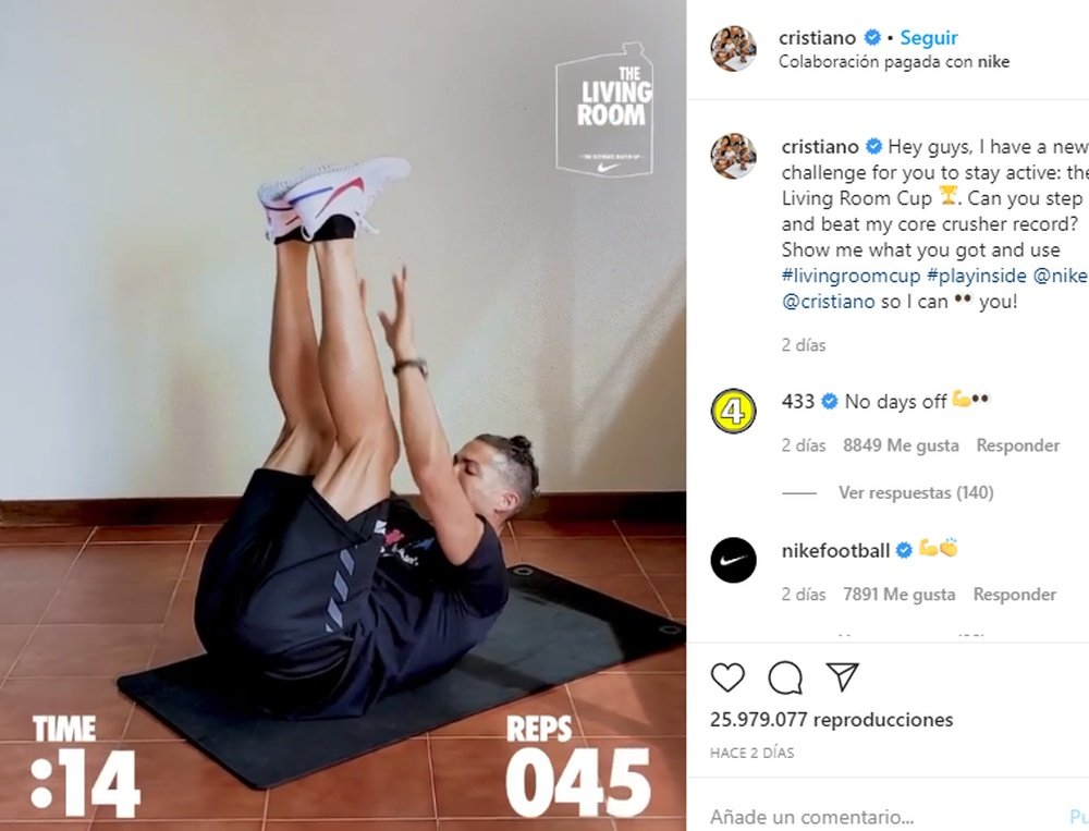 Cristiano é superado por Semenyaem seu próprio desafio. Instagram/cristiano