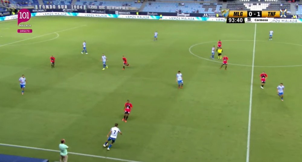El Tenerife le quita la sonrisa a La Rosaleda en su nuevo primer día. Captura/101TV