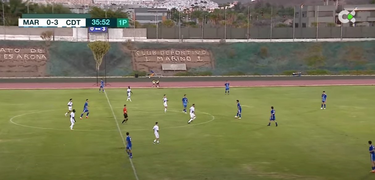 Óscar Cano estrena su Tenerife con una goleada. Captura/TVCanaria